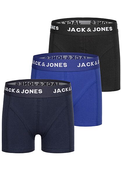 Jack and Jones Junior NOOS  3-pack Boxershorts met logoprint marineblauw zwart - Art.-Nr.: 21120830