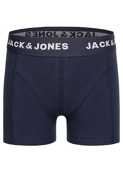 Jack and Jones Junior NOOS  3-pack Boxershorts met logoprint marineblauw zwart