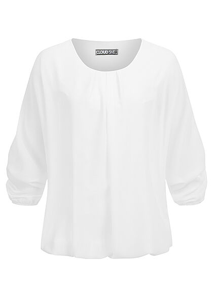 Cloud5ive Dames Chiffon Blouse met vleermuismouwen 2-laags stof beige