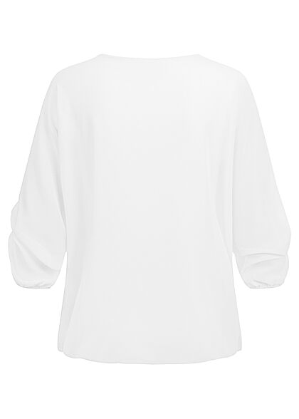 Cloud5ive Dames Chiffon Blouse met vleermuismouwen 2-laags stof beige
