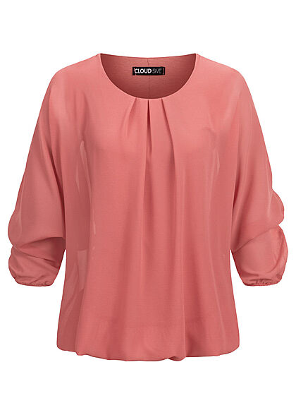 Cloud5ive Dames Chiffon Blouse met vleermuismouwen 2-laags stof roze