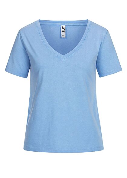 JDY by ONLY Dames NOOS Basic T-Shirt met V-hals blauw