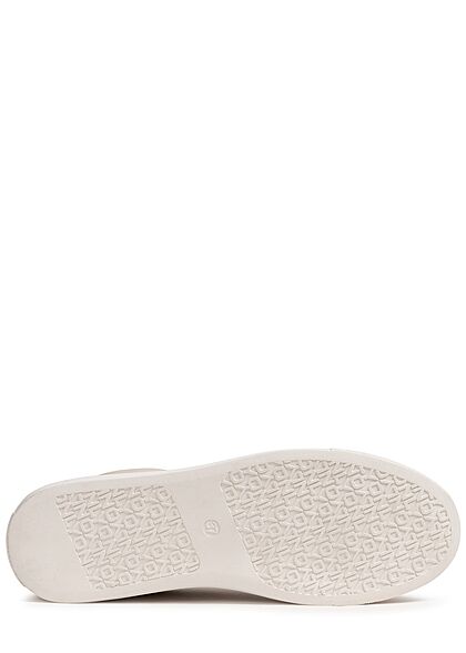 ONLY Dames Sneaker met veters en logopatch imitatieleer beige goud