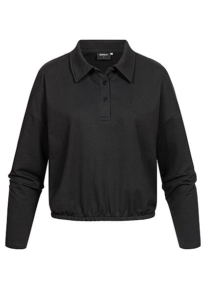 ONLY Dames Polo Trui met knopen zwart