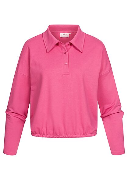 ONLY Dames Polo Trui met knopen roze