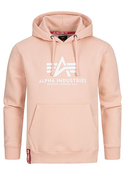 Alpha Industries Heren Hoodie met voorzak en logoprint roze