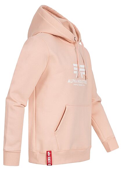 Alpha Industries Heren Hoodie met voorzak en logoprint roze
