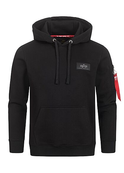 Alpha Industries Heren Hoodie met voorzak en logoprint zwart wit camoflage