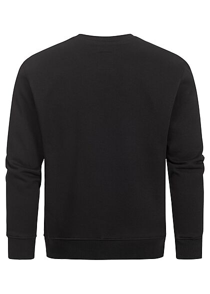 Alpha Industries Heren Basic Sweater met logo-opdruk zwart wit
