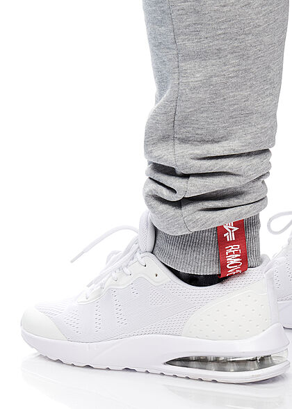 Alpha Industries Heren Basic Sweatbroek met 3 zakken en logoprint grijs