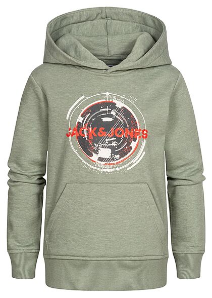 Jack and Jones Junior Hoodie met voorzak en logoprint groen
