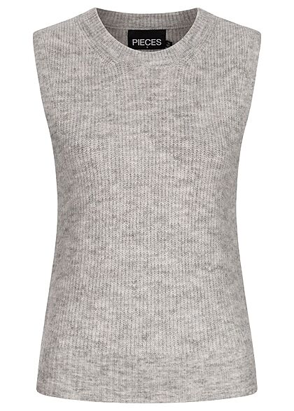 Pieces Dames NOOS Gebreid vest geribde stof lichtgrijs