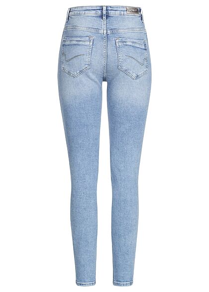 Remmen Handboek capsule ONLY Dames NOOS Jeans Skinny Fit hoge taille destroyed look lichtblauw