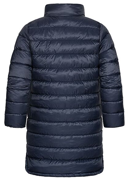 ONLY Kids Meisje NOOS Lange gewatteerde jas met opstaande kraag en 2 zakken marineblauw