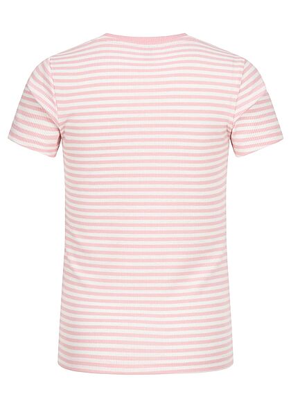 ONLY Kids Meisje T-Shirt met strepen wit en roze