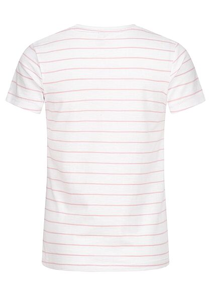 ONLY Kids Meisje T-shirt met strepen en opdruk wit roze blauw