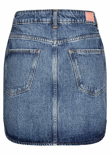 ONLY Dames Denim Rok met hoge taille en 5 zakken medium blauw