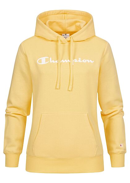 Champion Dames Hoodie met voorzak en logoprint geel - Art.-Nr.: 22010350