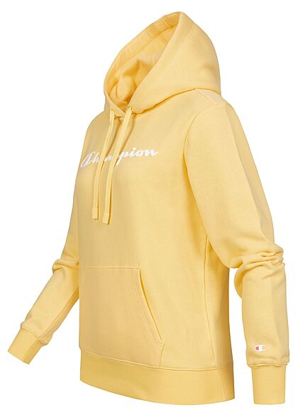 Champion Dames Hoodie met voorzak en logoprint geel