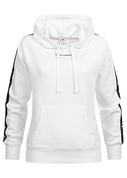 Champion Dames Hoodie met voorzak en logo op de zijkant wit