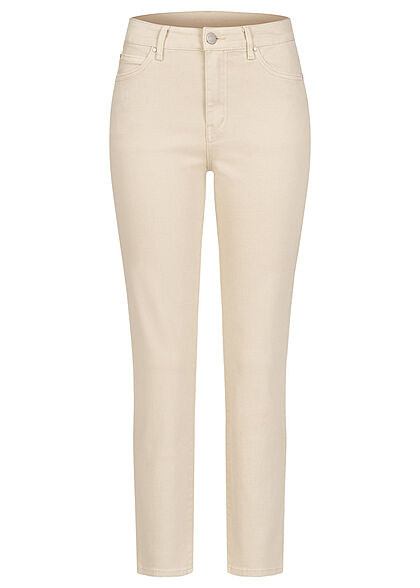 VILA Dames NOOS Jeans Broek met 4 zakken hoge taille beige