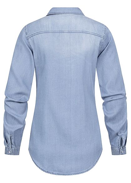VILA Dames NOOS Basic Denim Shirt met 2 borstzakken medium blauw