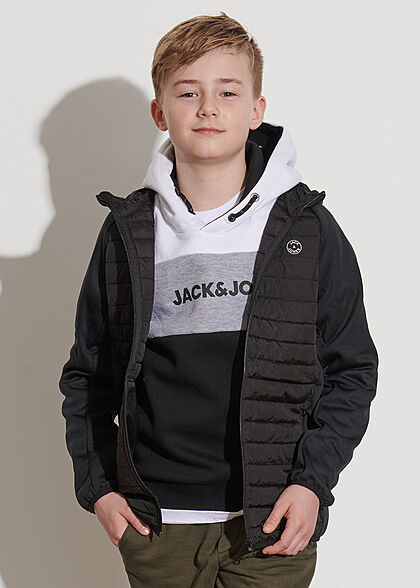 Jack and Jones Junior NOOS Overgangsjas met kap en 2 zakken zwart