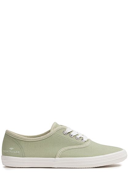 Tom Tailor Dames Canvas platte sneaker met veters mintgroen