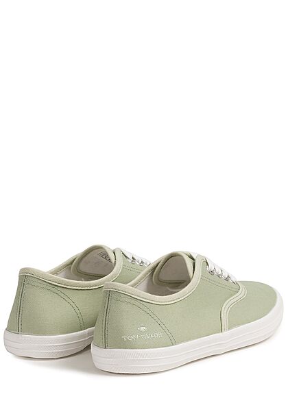 Tom Tailor Dames Canvas platte sneaker met veters mintgroen