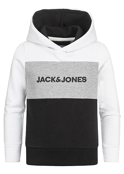Jack and Jones Junior NOOS Hoodie met logo-opdruk wit zwart grijs