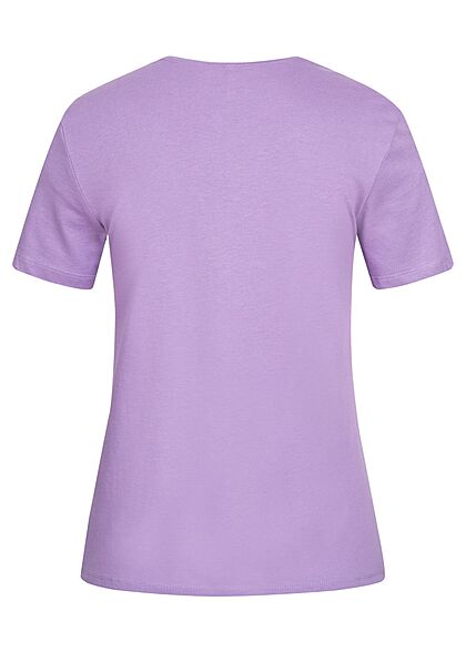 ONLY Dames T Shirt met borduursel a la cool logo paars