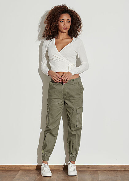 lava teleurstellen Verschillende goederen ONLY Dames Cargo broek met 4 zakken groen