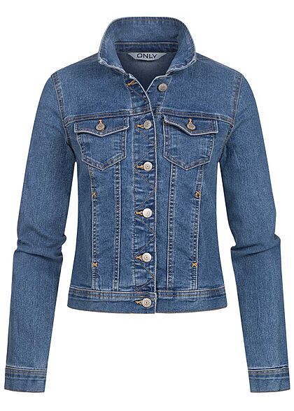 ONLY Dames Jeansjasje met knopen en 4 zakken medium blauw - Art.-Nr.: 22020001