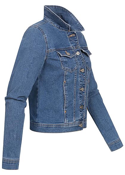 ONLY Dames Jeansjasje met knopen en 4 zakken medium blauw