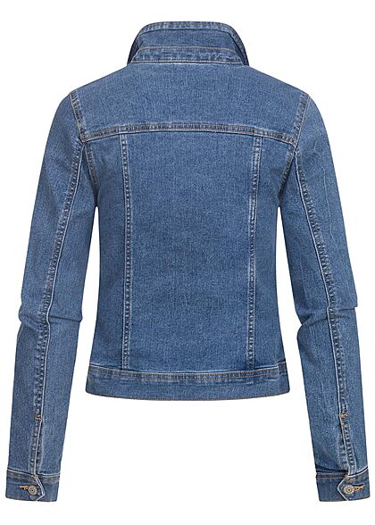 ONLY Dames Jeansjasje met knopen en 4 zakken medium blauw
