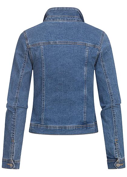 ONLY Dames Jeansjasje met knopen en 4 zakken medium blauw