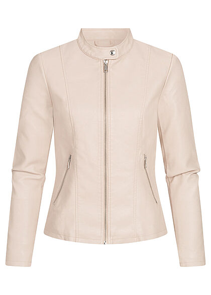 Fluisteren band geur ONLY Dames Jasje van imitatieleer met opstaande kraag en 2 zakken beige