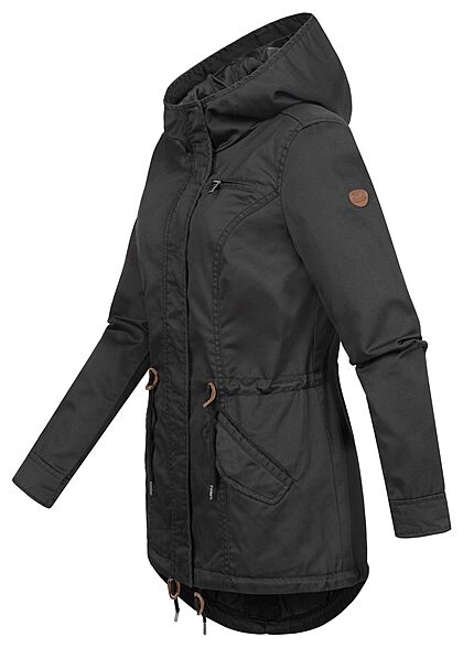 ONLY Dames Korte Canvas Parka met kap en 3 zakken zwart
