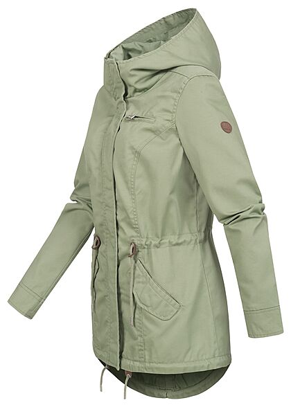 ONLY Dames Korte Canvas Parka met kap en 3 zakken groen