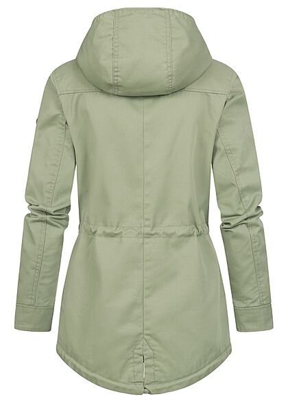 ONLY Dames Korte Canvas Parka met kap en 3 zakken groen