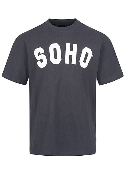 ONLY & SONS Heren T-Shirt met SOHO soft patch donkerblauw en wit