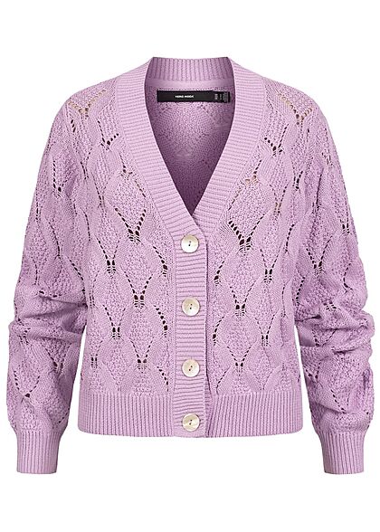 Vero Moda Dames Vest met knopen en gaatjes breipatroon paars - Art.-Nr.: 22020077