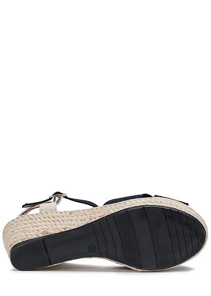 Tom Tailor Dames Plateau sandalen met gesp en hak van 8,5cm marineblauw
