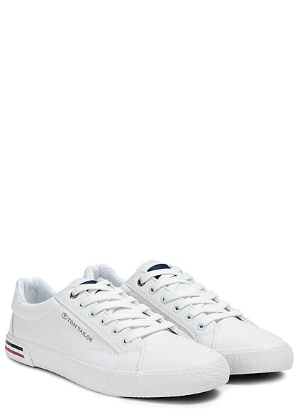 Tom Tailor Heren Kunstleder Sneaker met veters wit