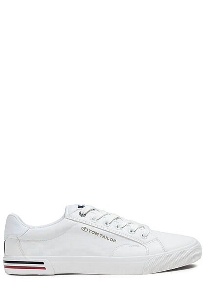Tom Tailor Heren Kunstleder Sneaker met veters wit