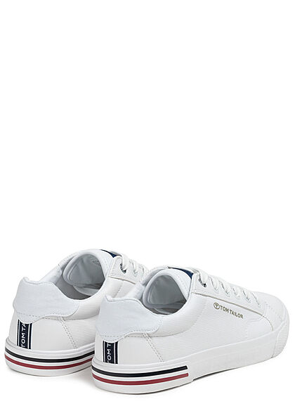Tom Tailor Heren Kunstleder Sneaker met veters wit