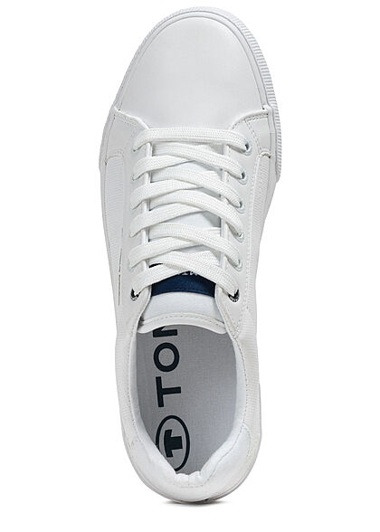 Tom Tailor Heren Kunstleder Sneaker met veters wit