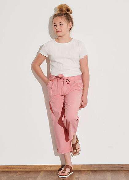 ONLY Kids Meisje Wijde broek met riem roze