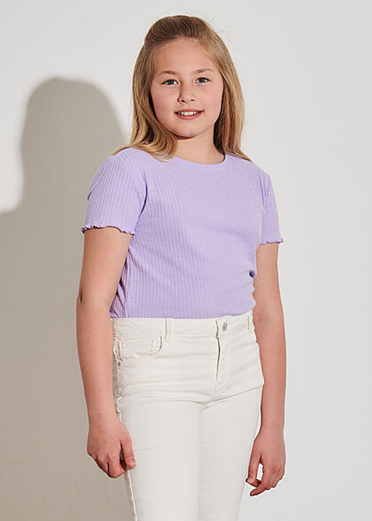 ONLY Kids Meisje NOOS T-Shirt met structuurstof paars