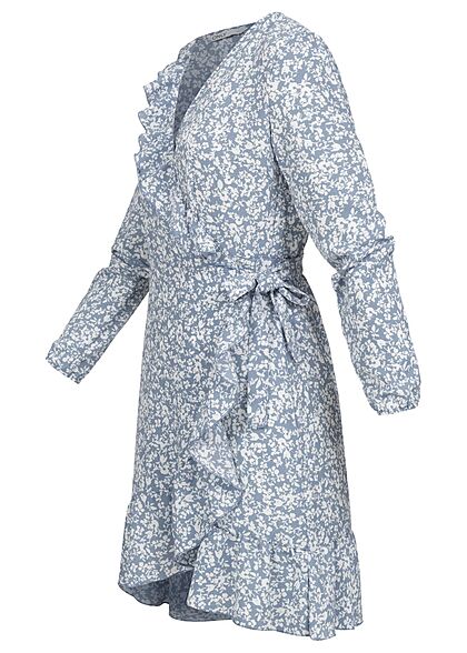 ONLY Dames NOOS Mini jurkje met franje details en bloemenprint blauw